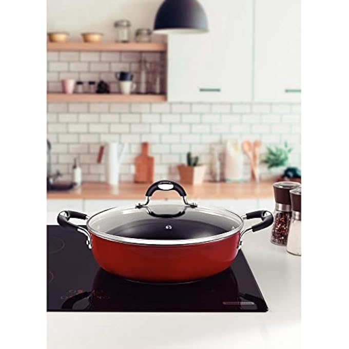 TRAMONTINA Monaco Induction 28Cm 42L Aluminum Skillet With Interior Starflon Premium Pfoa Free Nonstick Coating And Exterior Red Silicon Coating - Image 3
