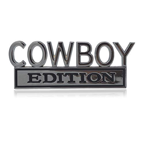 GeeGeeTop Universal Cow boy Edition Emblem Sticker Replacement Car Truck SUV Compatible with Ford F150 Jeep Dodger Chevrolet Badge Tailgate Badge Front Grille Hood Trunk SilverBlack - Image 1