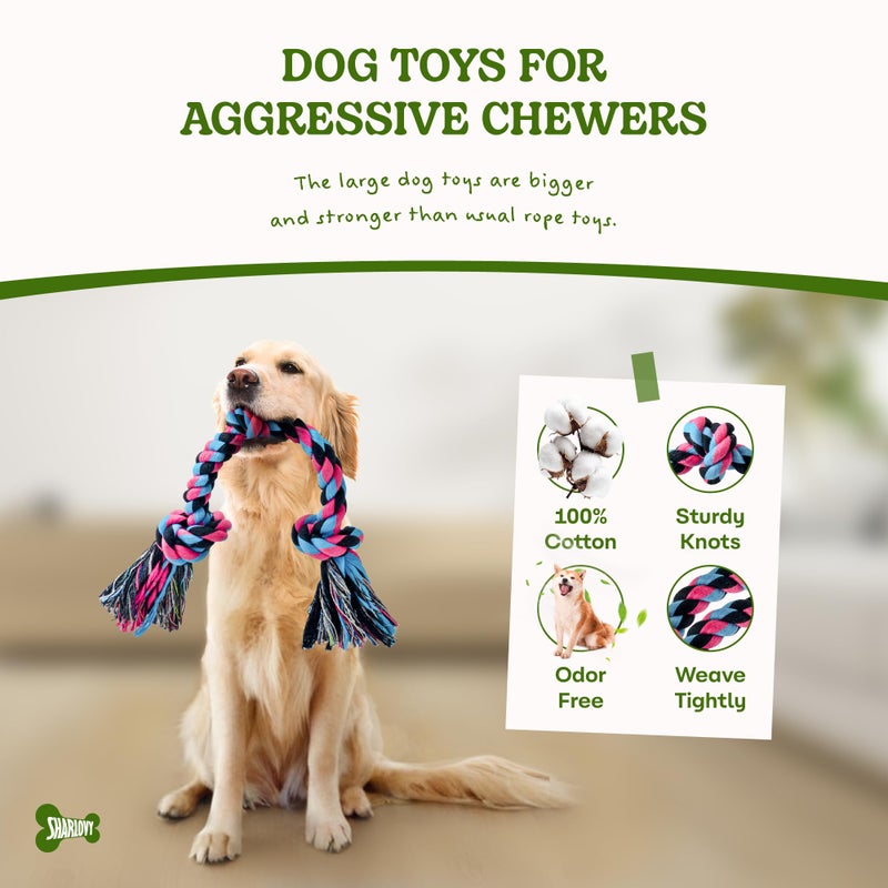 SHARLOVY Dog Rope Toy for Large Dogs, Heavy Duty Chew Toys for Aggressive Chewers, Indestructible Durable Cotton Tug of War Rope Toys for Medium to Large Breed Teeth Cleaning - Image 2