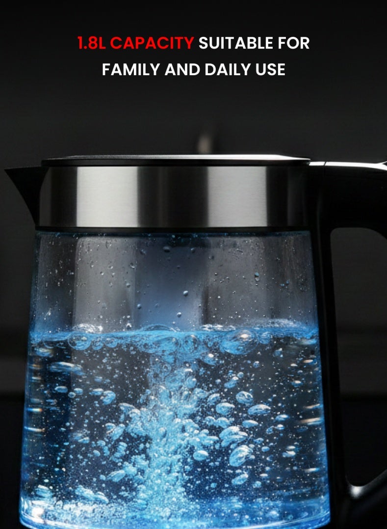 أوجيرا غلاية كهربائية بهيكل زجاجي 1.8 لتر 1500 واط | تسخين سريع للماء | تصميم زجاجي شفاف | إيقاف تلقائي وحماية من التشغيل الجاف | مقبض مريح | OG1518EK أسود/فضي - Image 5