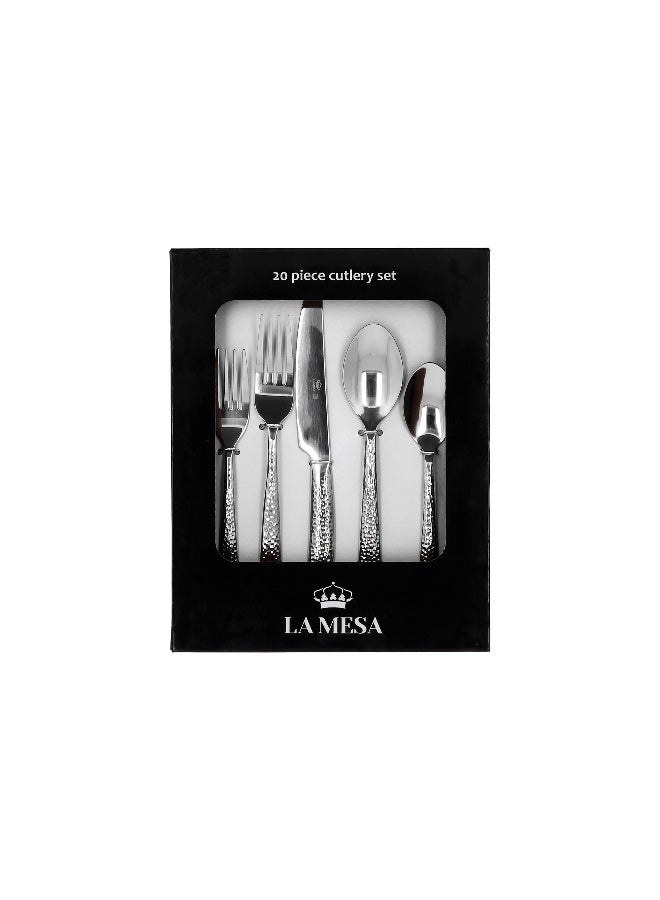 لا ميسا طقم أدوات مائدة من الفولاذ المقاوم للصدأ باللون الفضي من لا ميسا، 20 قطعة - Image 1