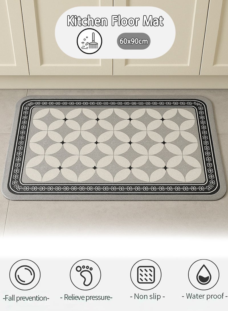 حصيرة المطبخ 60 × 90 سم / 23.6x35.4in ، حصيرة أرضية مضادة للماء غير مقاومة للماء ، سجادة ممتدة وسهلة التنظيف للمطبخ ، غرفة الغسيل ومنطقة بالوعة ، سجاد متين خالٍ من الفورمالديهايد للمنزل والأطفال والكبار - Image 1