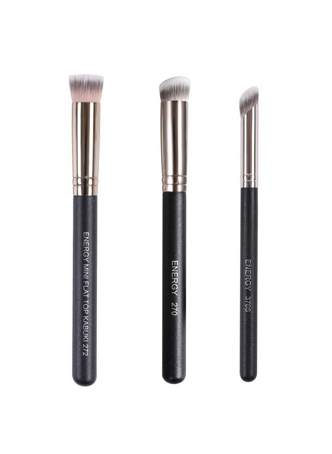 Energy Concealer Brush Set Professional Angle Under Eye Concealer Brushes Flat Top Perfect For Eye Concealer Foundation Blending Liquid Cream or Flawless Powder Cosmetics Buffing Stippling - Image 1