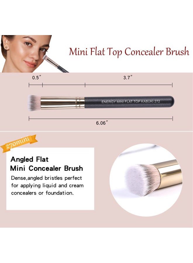 Energy Concealer Brush Set Professional Angle Under Eye Concealer Brushes Flat Top Perfect For Eye Concealer Foundation Blending Liquid Cream or Flawless Powder Cosmetics Buffing Stippling - Image 3