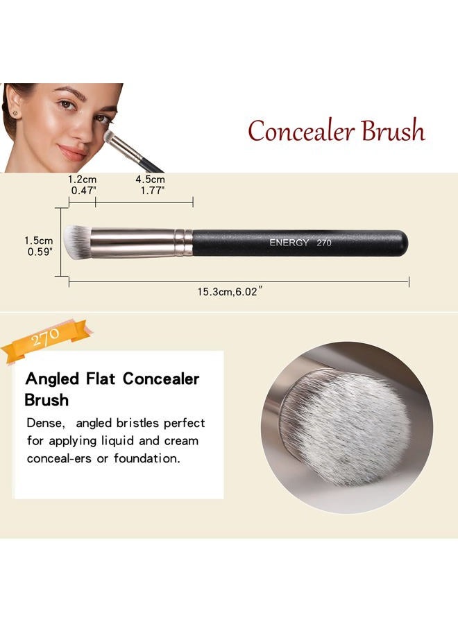 Energy Concealer Brush Set Professional Angle Under Eye Concealer Brushes Flat Top Perfect For Eye Concealer Foundation Blending Liquid Cream or Flawless Powder Cosmetics Buffing Stippling - Image 4