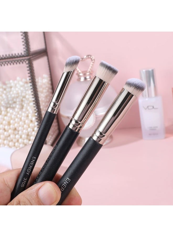 Energy Concealer Brush Set Professional Angle Under Eye Concealer Brushes Flat Top Perfect For Eye Concealer Foundation Blending Liquid Cream or Flawless Powder Cosmetics Buffing Stippling - Image 5