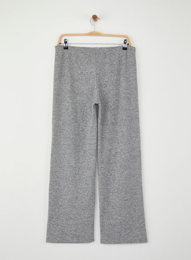 trendyol Anthracite Yumoş Wide Leg/Wide Leg Lacing Detail Flexible Knitted Trousers - Image 5