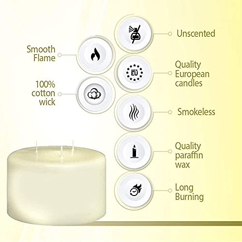 BOLSIUS 3 Wick Pillar XXL-Ivory-Long Burning Time of 50 Hours-Extra Large-Household Candle-Interior Decoration-Unscented-Natural Vegan Wax 100 x 150 mm-1.41 kg, 10 x 15 cm - Image 5