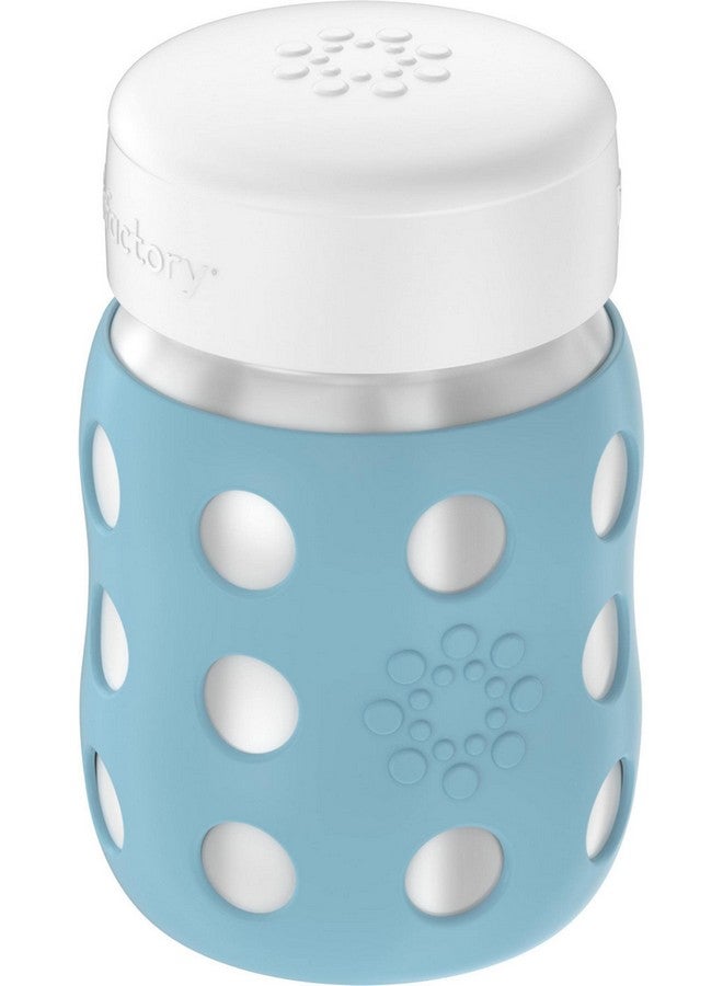 Lifefactory 8-Ounce Stainless-Steel Vacuum-Insulated Wide-Neck Baby Bottle with Flat Cap, Denim (LS2231WDE4) - Image 2