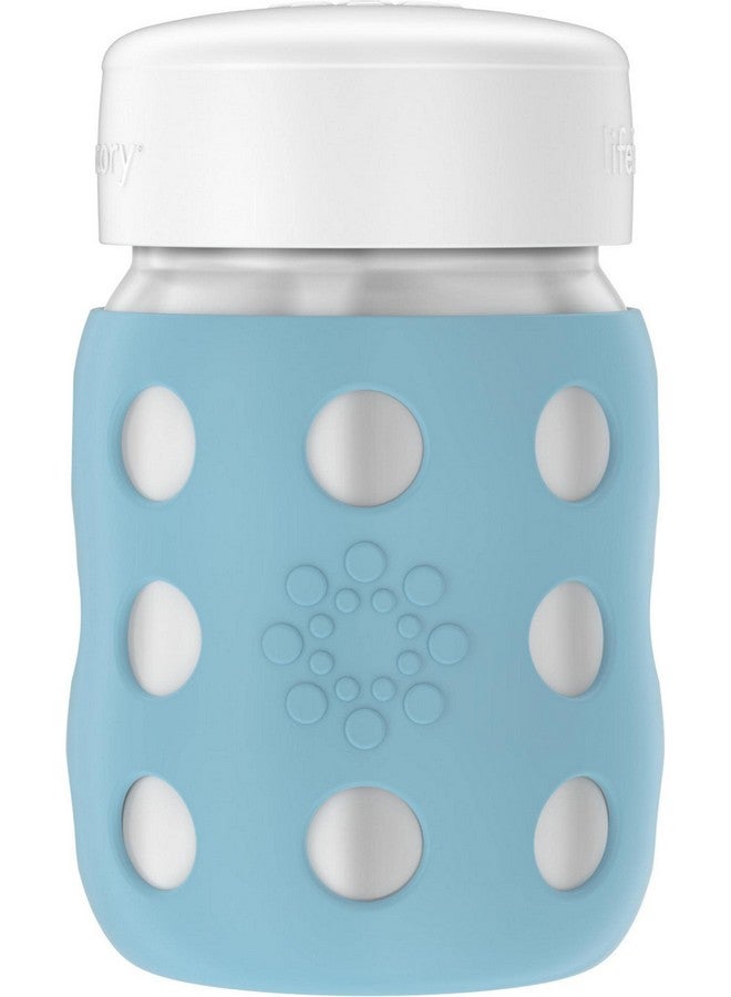 Lifefactory 8-Ounce Stainless-Steel Vacuum-Insulated Wide-Neck Baby Bottle with Flat Cap, Denim (LS2231WDE4) - Image 1