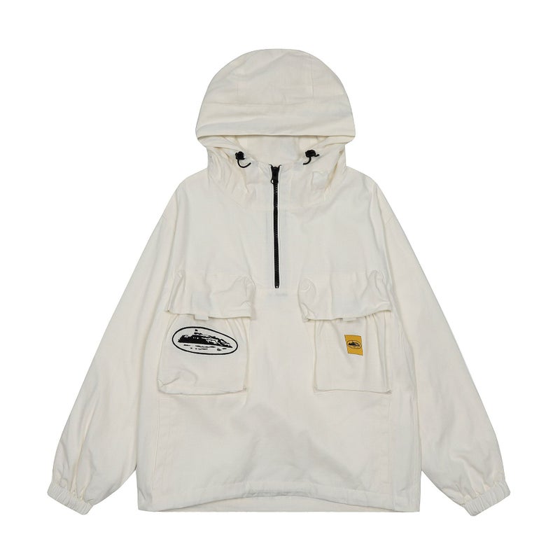 Generic Devil Island 3M Reflective Splicing Functional Windbreaker Soft Shell Hooded Jacket Jacket Mens Trendy Brand Jacket WoMens Sports 878 white