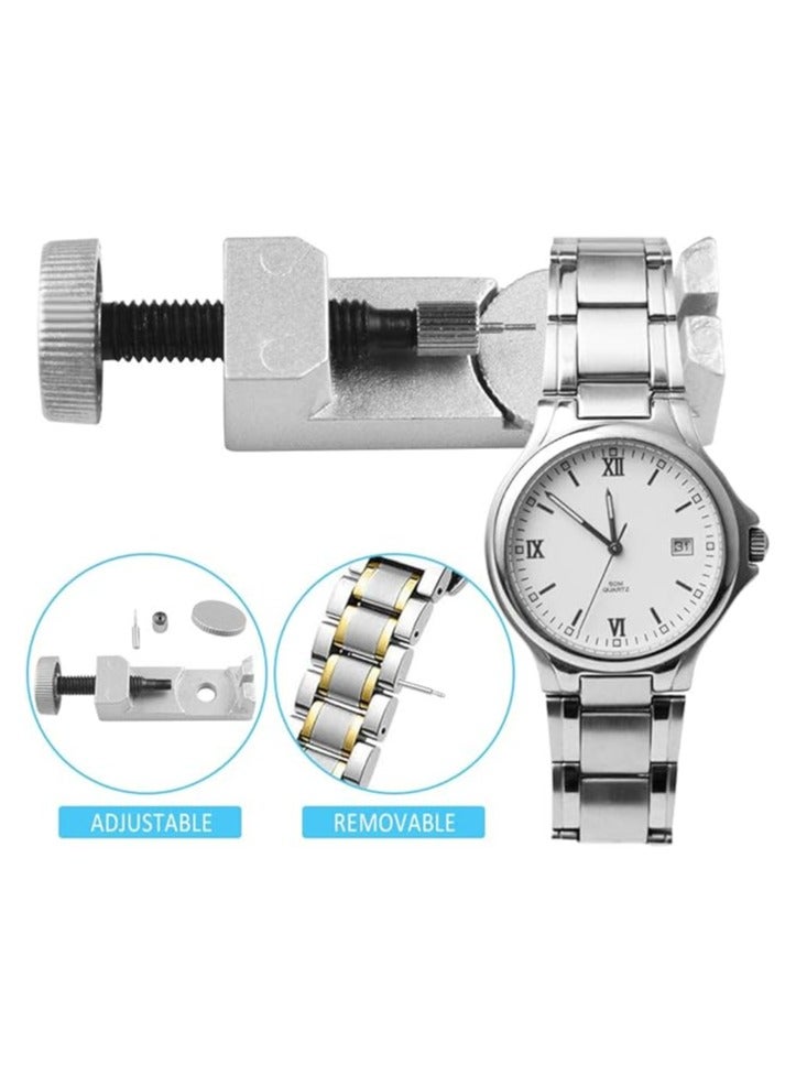 أداة إصلاح سوار الساعة - أداة احترافية لإزالة دبوس الوصلات من الفولاذ المقاوم للصدأ قابلة للتعديل مع قضيب زنبركي - مجموعة من 3 قطع لصانعي الساعات والإصلاح المنزلي - Image 4