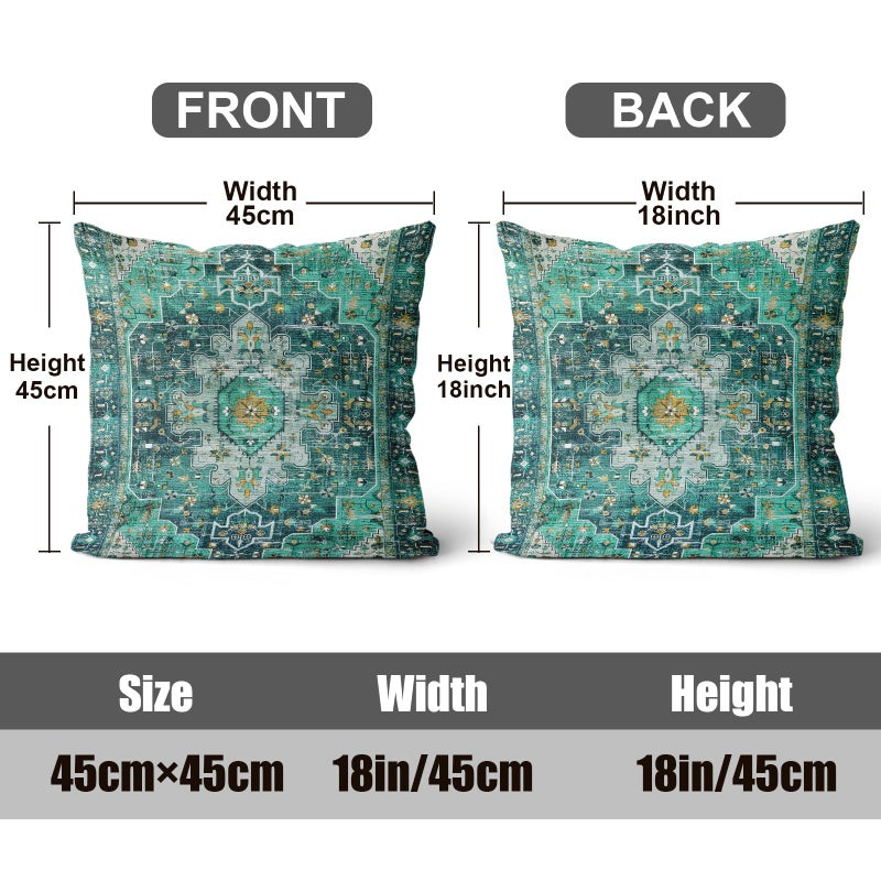 ZSYTZL Boho Throw Pillow Covers 18x18 inch Set of 2,Soft Pillowcases Bohemia Carpet Printing Pattern Decorative Sofa Living Room Bed Square Pillow Case Cushion Cover-Cyan - Image 4