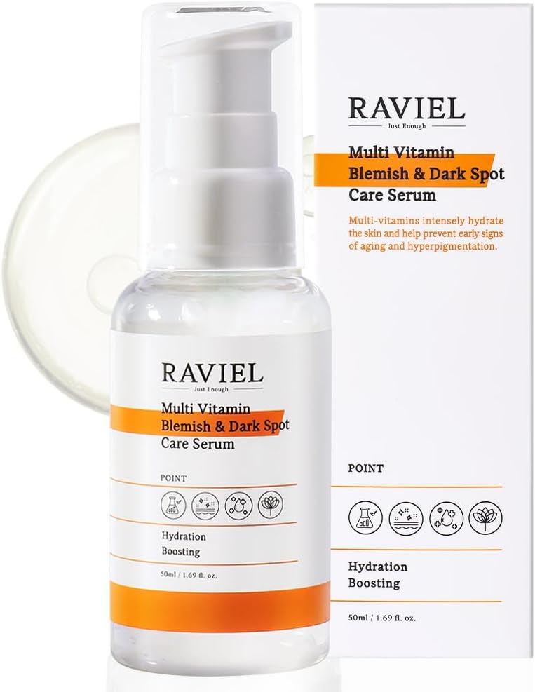 RAVIEL Multi Vitamin Dark Spot Blemish Care Face Brightening Serum for All Skin Types Dry Sensitive Dark Spot Remover 7 Hyaluronic Acid Anti Aging Deep Hydrating 50ml 50ml X 1ea