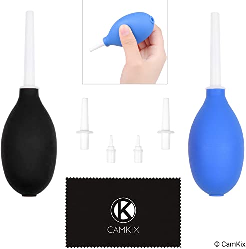 CAMKIX Air Blowers Set of 2 with Short, Medium and Long Nozzles - Removes Dust and Dirt from Cameras, Lenses, Filters and Sensitive Electronics - Powerful Air Blast - Durable - Microfiber Cloth - Image 2