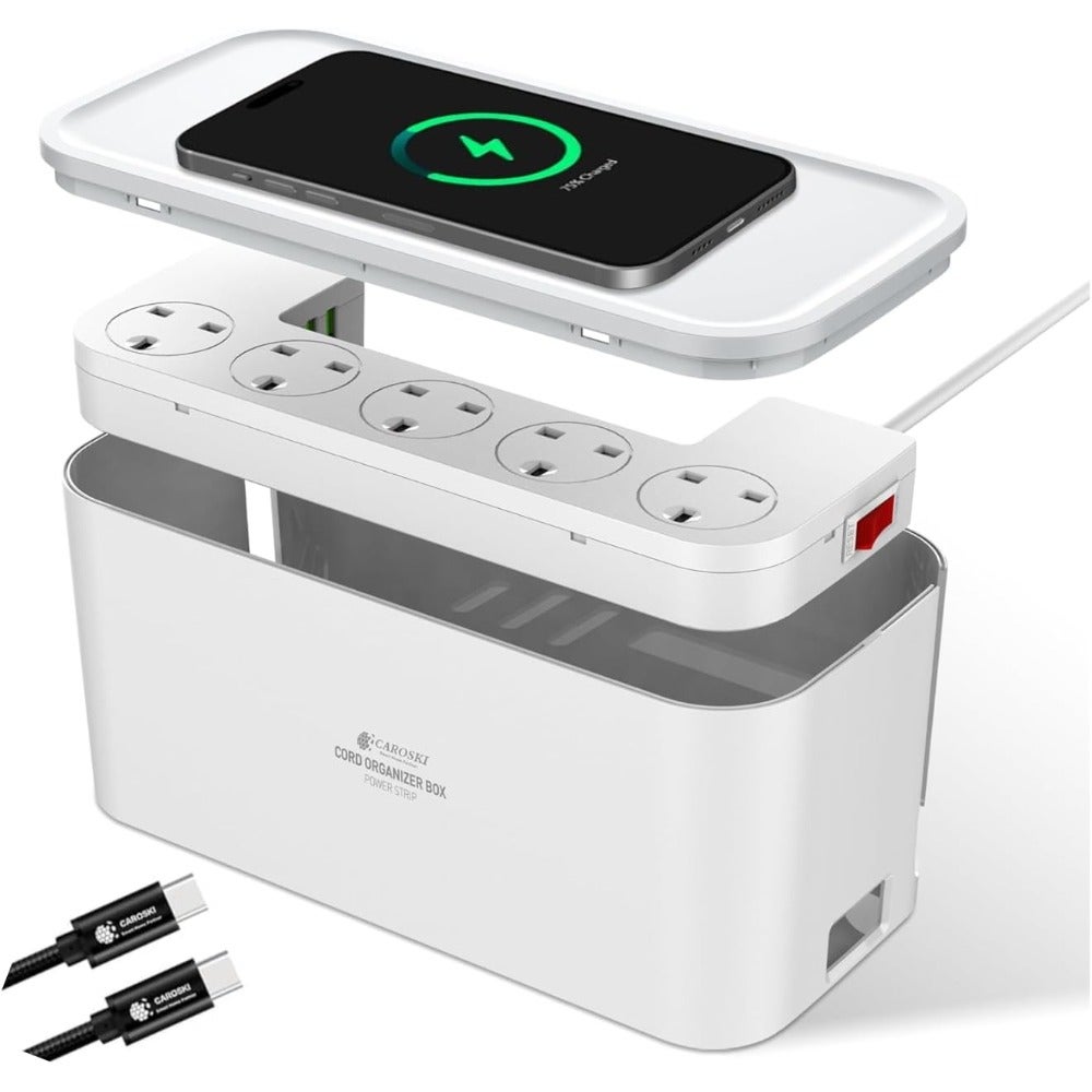 Power Extension Cord 5 AC Outlets and 4 USB Fast Charging Outlets 2 M Extension Cable Surge Protection Power Strip Home Office Use Black ABS + PC Material 1 Year Warranty