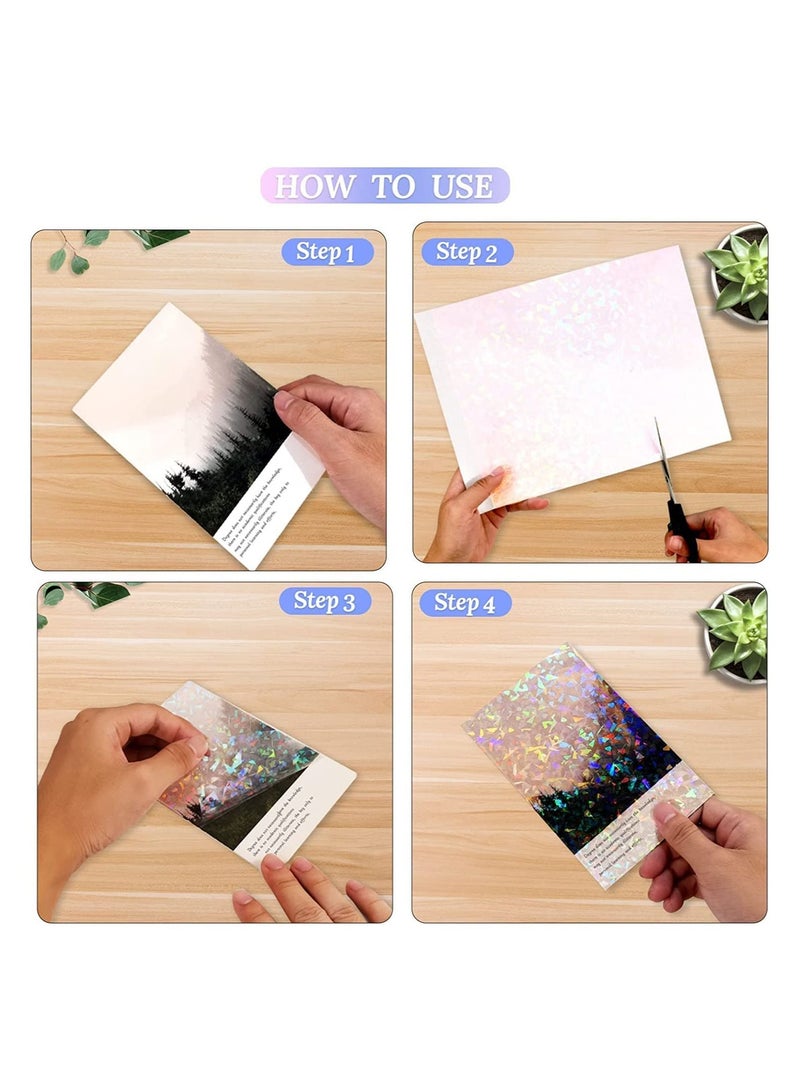 SYOSI Holographic Sticker Paper Clear A4 Vinyl Self-Adhesive Waterproof Transparent Film Gem Spot Rainbow Star Pattern - Image 2