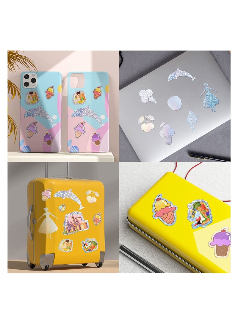 SYOSI Holographic Sticker Paper Clear A4 Vinyl Self-Adhesive Waterproof Transparent Film Gem Spot Rainbow Star Pattern - Image 3