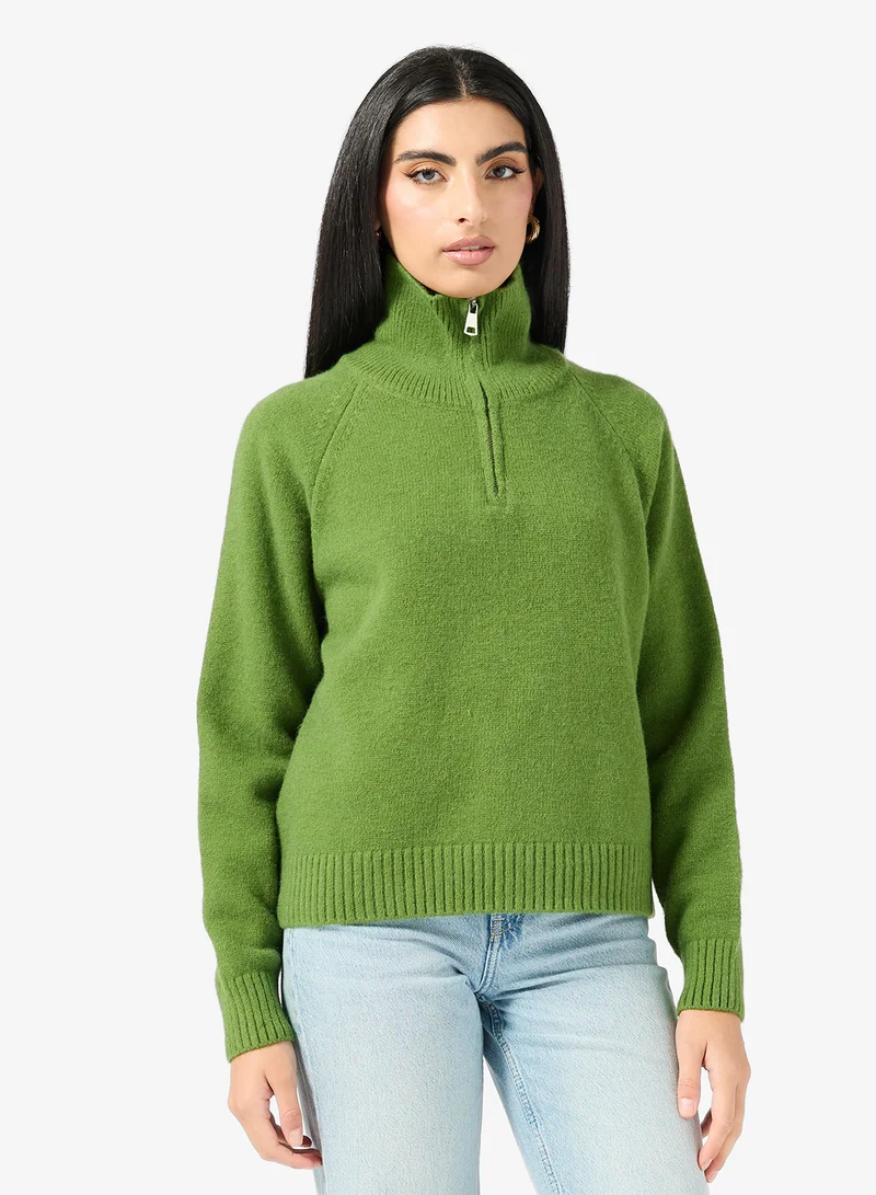 ELLA Polo Sweater With Collar Zipper