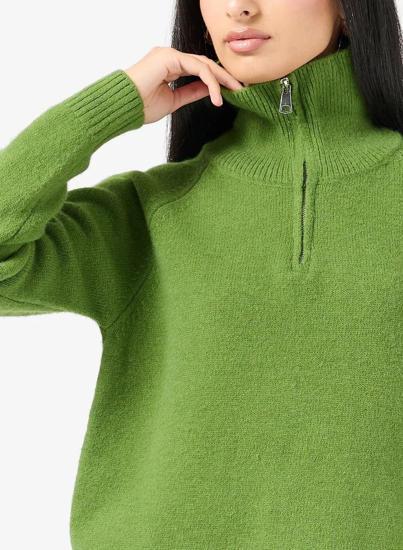 ELLA Polo Sweater With Collar Zipper