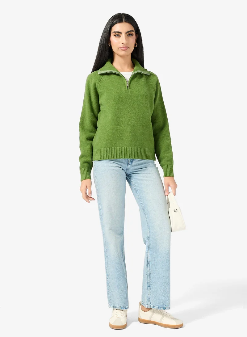 ELLA Polo Sweater With Collar Zipper