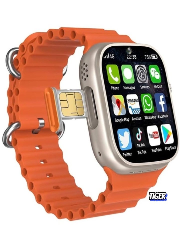 TIGER 5G Android Smart Watch TU94 with SIM Card Slot, Multi-App Compatibility, Dual Straps – Perfect for Men and Women – Fitness Tracker, Heart Rate Monitor, GPS, 1.78" HD Display, Long Battery Life, Waterproof, Bluetooth Connectivity – The Ultimate Smartwatch for Active Lifestyles - Image 1