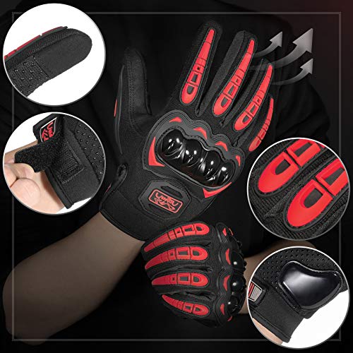 COFIT Motorcycle Gloves Breathable, Touchscreen Motorbike Gloves Anti-Slip with Good Grip Hard Knuckles Protection for Men Women Motocross, BMX ATV MTB Cycling, Road Racing - Red L - Image 2