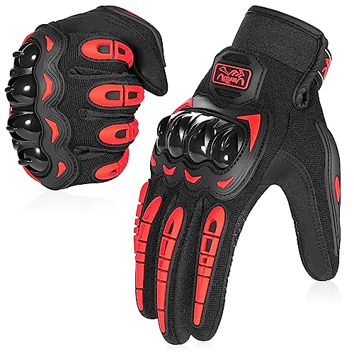 COFIT Motorcycle Gloves Breathable, Touchscreen Motorbike Gloves Anti-Slip with Good Grip Hard Knuckles Protection for Men Women Motocross, BMX ATV MTB Cycling, Road Racing - Red L - Image 1