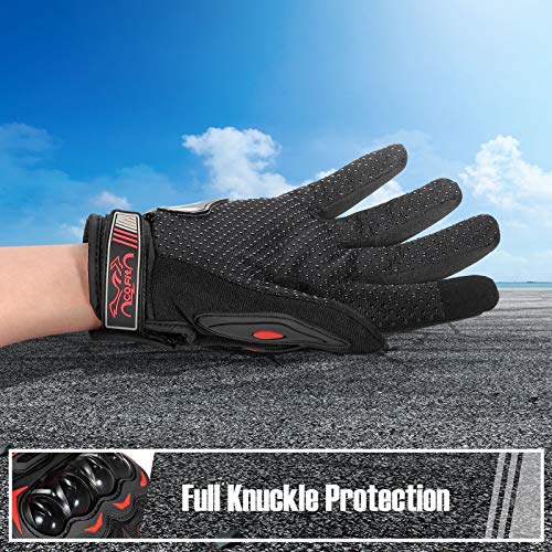 COFIT Motorcycle Gloves Breathable, Touchscreen Motorbike Gloves Anti-Slip with Good Grip Hard Knuckles Protection for Men Women Motocross, BMX ATV MTB Cycling, Road Racing - Red L - Image 4