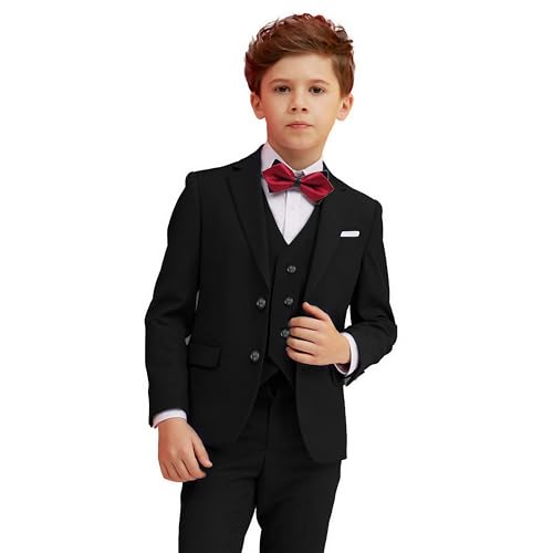 Yavakoor Boy Suit Slim Fit Suits for Kids Formal Outfit 5 Pcs Set Dresswear for Boys Black Size 6 - Image 3