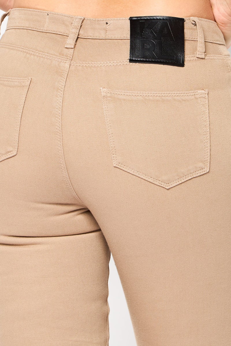 Karl Lagerfeld Women Regular Fit Plain Non Stretchable Jeans, Taupe - Image 3