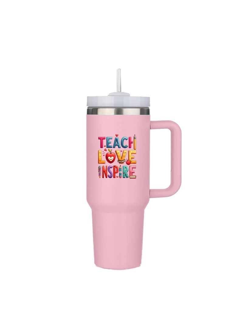PRINTSHOP4ME - Teachers Day Tumbler Mug 1.2L With Lid&Straw|Double Walled Printed Tumbler Mug|Insulated Reusable Stainless Steel Tumbler Mug|Gift For Teachers - Image 1