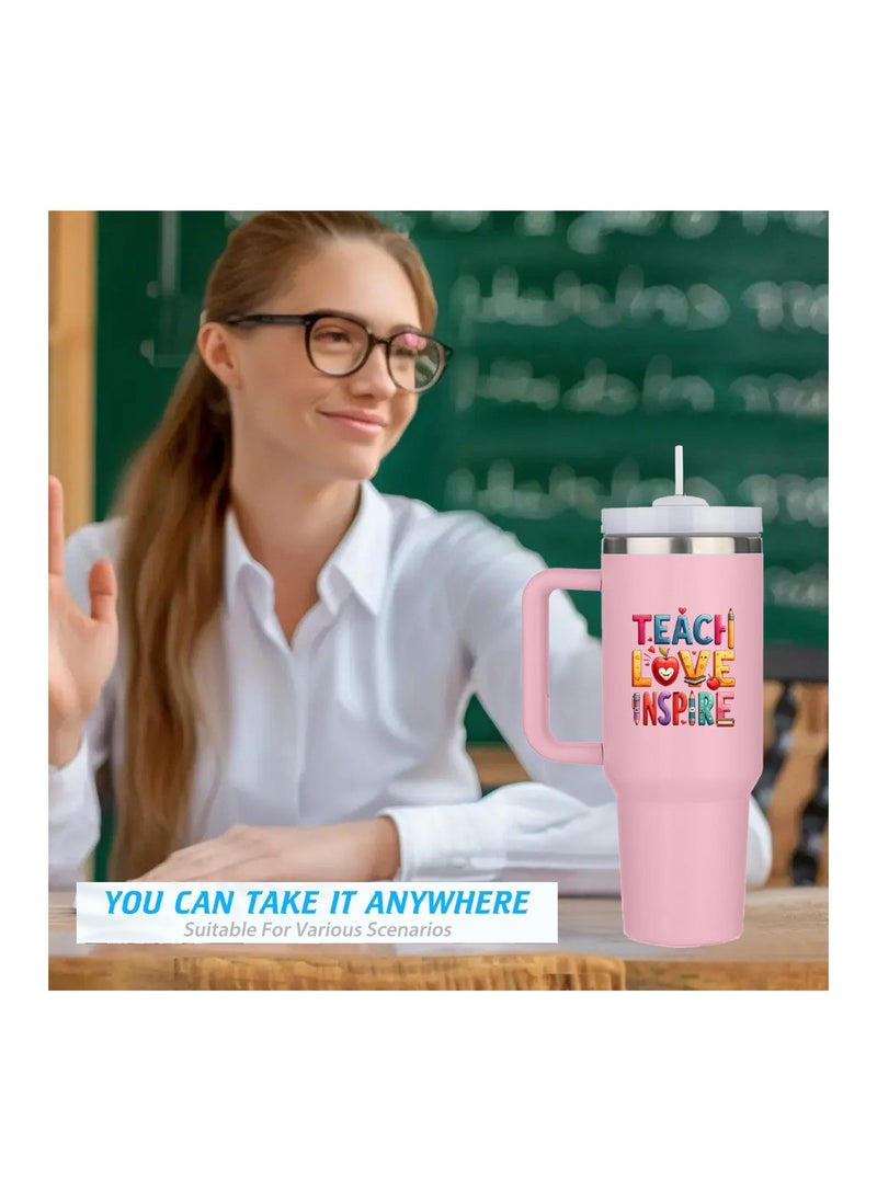 PRINTSHOP4ME - Teachers Day Tumbler Mug 1.2L With Lid&Straw|Double Walled Printed Tumbler Mug|Insulated Reusable Stainless Steel Tumbler Mug|Gift For Teachers - Image 1