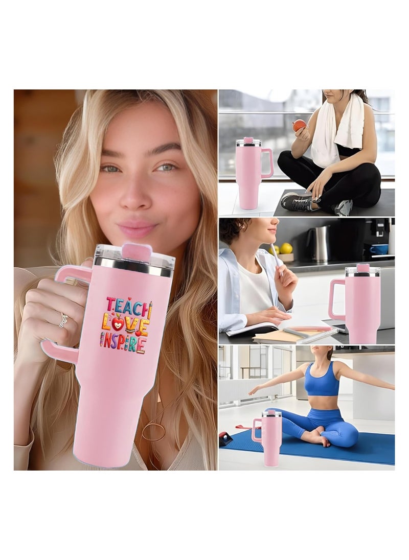 PRINTSHOP4ME - Teachers Day Tumbler Mug 1.2L With Lid&Straw|Double Walled Printed Tumbler Mug|Insulated Reusable Stainless Steel Tumbler Mug|Gift For Teachers - Image 1