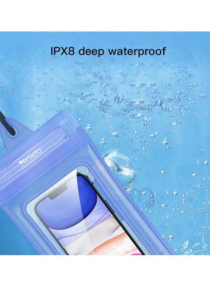 general WB11 High Quality Beach IPX8 20M Waterproof Mobile Phone Bag Cover Waterproof Phone Pouch - Violet - Image 2