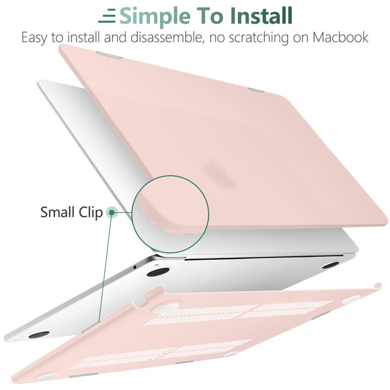 TWOLSKOO Compatible with M4 MacBook Air 15 inch Case 2025-2023 Release M4 A3241 M3 A3114 M2 A2941, Plastic Hard Shell&Screen Protector&Keyboard Cover&Trackpad Film&Type C Adapter, Chalk Pink - Image 3