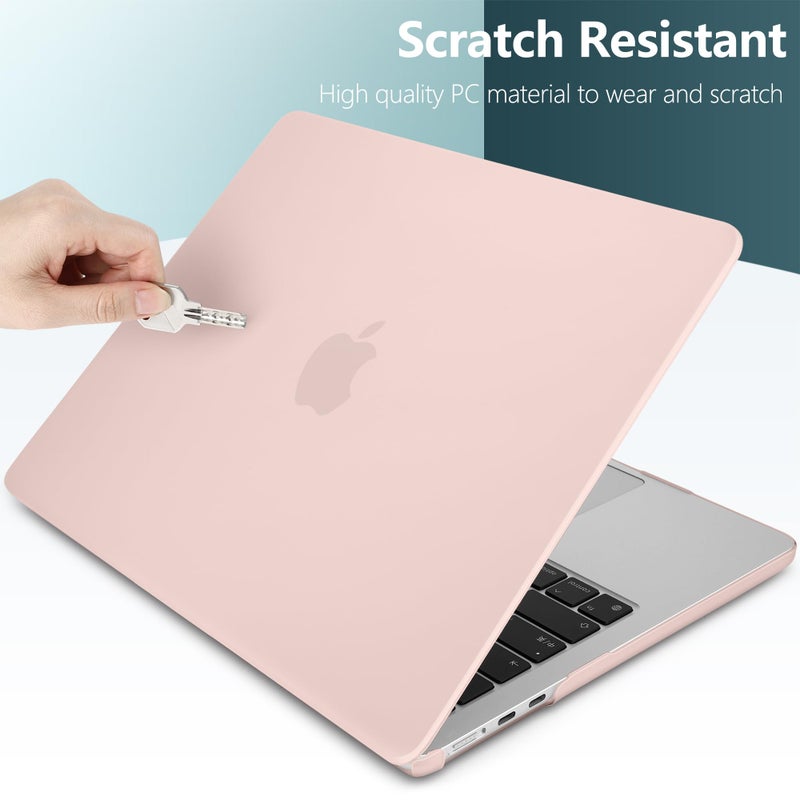 TWOLSKOO Compatible with M4 MacBook Air 15 inch Case 2025-2023 Release M4 A3241 M3 A3114 M2 A2941, Plastic Hard Shell&Screen Protector&Keyboard Cover&Trackpad Film&Type C Adapter, Chalk Pink - Image 4