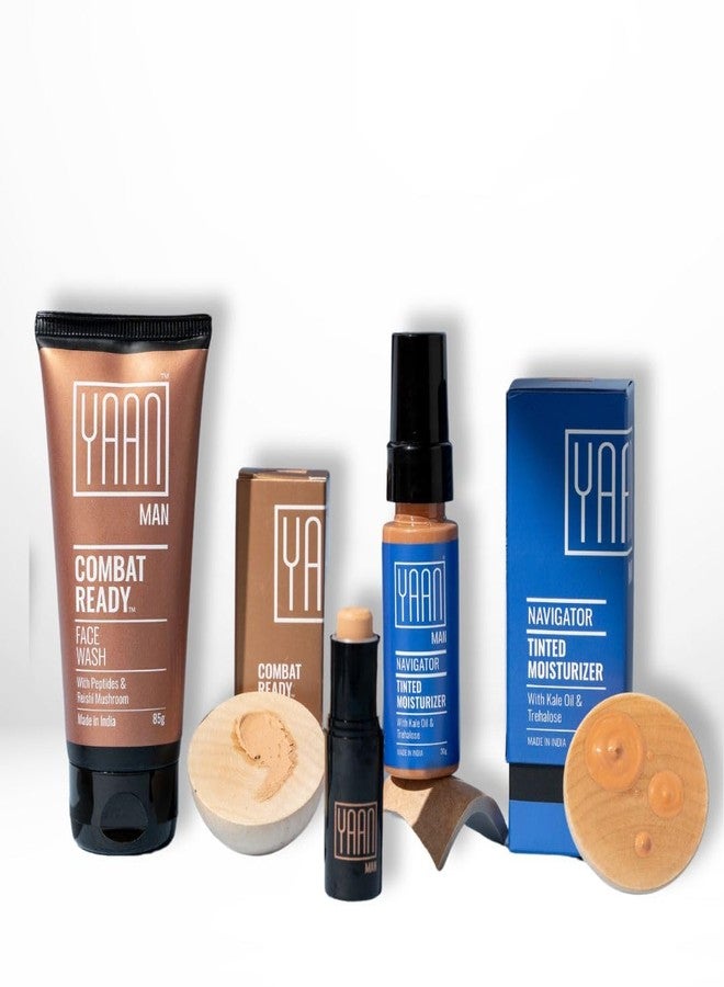 Yaan Man The Perfect Start Combo | Contains Perfection Stick, Tinted Moisturizer, Face Wash | Skincare + Makeup for Men | For all Skin types (Light) - Image 1