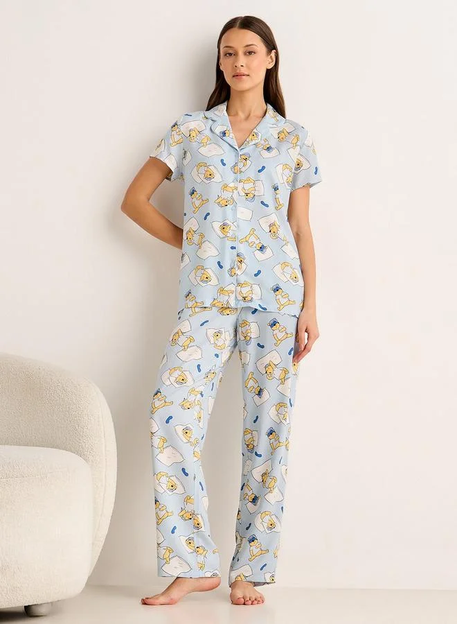 Splash FAV Pyjama Set Button Down Shirt & Trousers Viscose