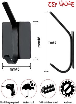 4 Pcs Self-Adhesive Wall Hooks, Stainless Steel Adhesive Door Hooks, Nail Free, Waterproof, Heavy Duty Wall Hooks for Wall, Door, Kitchen and Bathroom Holder for Towels, Robes, Coats - view 2
