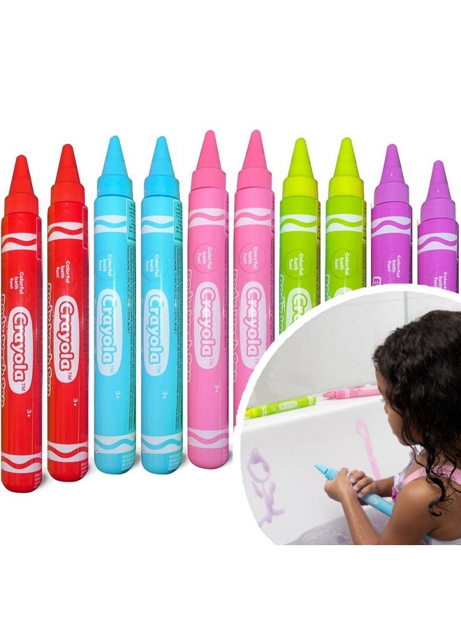 Crayola أقلام غسيل الجسم المعطرة من كرايولا، عبوة 10، طلاء استحمام قابل للغسل بألوان متنوعة، غير سامة للأطفال والصغار للاستمتاع بوقت الاستحمام - Image 1