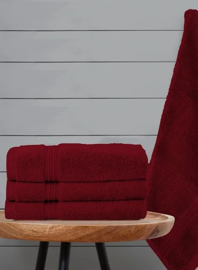 Bliss Casa 4-Piece 100% Combed Cotton Hand Towels - 550 GSM Quick Dry Highly Absorbent Hand Towel Set 16x28 Inch Burgundy 40x70cm