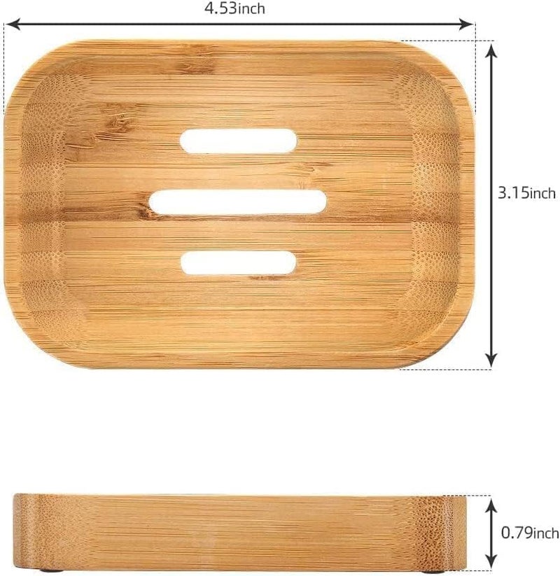 FUIN Soap Dishes, 2PCS Bamboo Soap Holder, Natural Dish Soap Holder for Shower, Bathroom, Kitchen, Bath Tub, Razor, Sponges, Easy Clean with a Little Water, Extend Soap Life, Reusable, Pro-Environment - Image 2