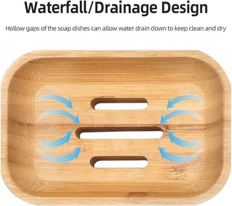 FUIN Soap Dishes, 2PCS Bamboo Soap Holder, Natural Dish Soap Holder for Shower, Bathroom, Kitchen, Bath Tub, Razor, Sponges, Easy Clean with a Little Water, Extend Soap Life, Reusable, Pro-Environment - Image 4