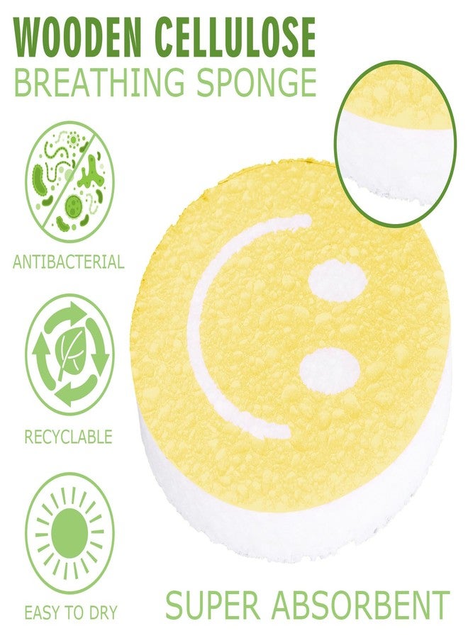 FYSUIMU 8Pcs Smile Face Kitchen Sponges Pastel Smile Pattern Water Absorbing Dish Washing Sponge Non Scratch Cleaning Scrub Sponges for Home Kitchen Restaurant Bathroom - Image 3