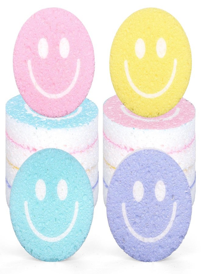 FYSUIMU 8Pcs Smile Face Kitchen Sponges Pastel Smile Pattern Water Absorbing Dish Washing Sponge Non Scratch Cleaning Scrub Sponges for Home Kitchen Restaurant Bathroom - Image 1