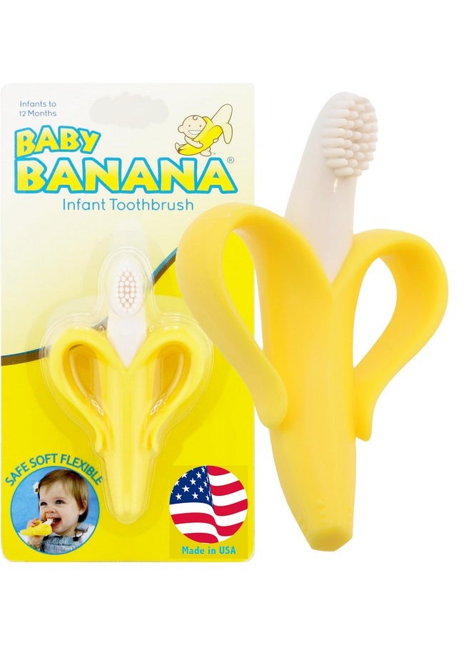 Baby Banana The Original Baby Banana Toothbrush Teether Toy, for Babies Infants Toddlers; USA Family-Owned Business; Teething Relief for Sore Gums, Massaging Soothing; Safest Food Grade Silicone  - Image 1