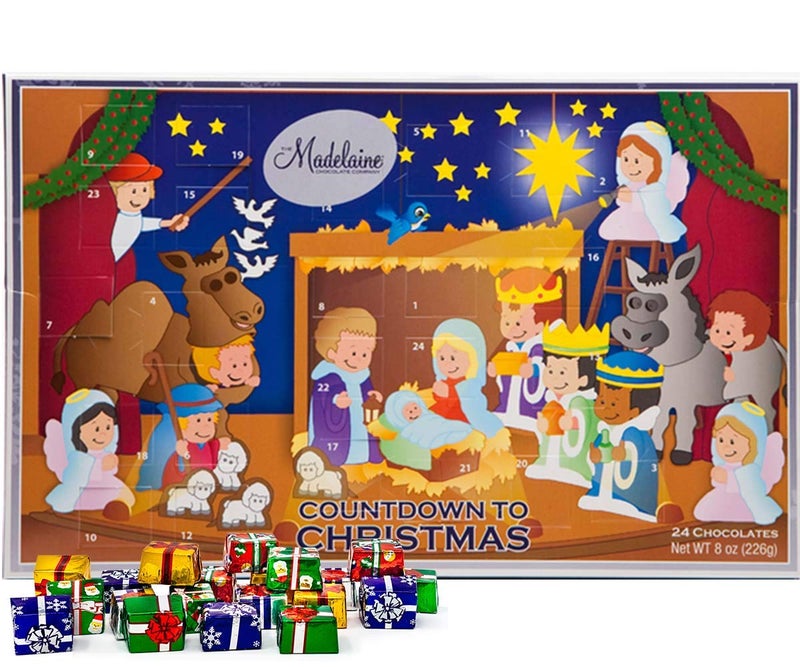 Madelaine Chocolate Christmas Pageant Christmas Countdown Advent Calendar with 24 Premium Milk Chocolates (8oz - 226g) - Image 1