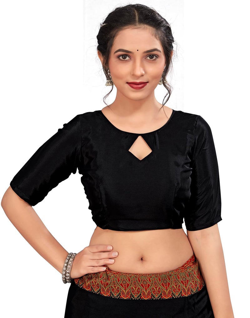 SIRIL Silk Crepe Printed Saree for Women With Unstitched Blouse Piece (3441S3023_Black) - Image 2