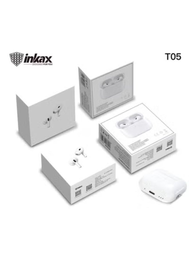 إنكاكس سماعات داخل الاذن من انكاكس T05 ، سماعات اذن لاسلكية انكاكس ايه ان سي ، تعمل بتقنية بلوتوث V5.3 و الغاء الضوضاء مع  - باللون الأبيض - Image 2